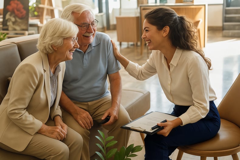 Couple-With-Hospitality-Staff