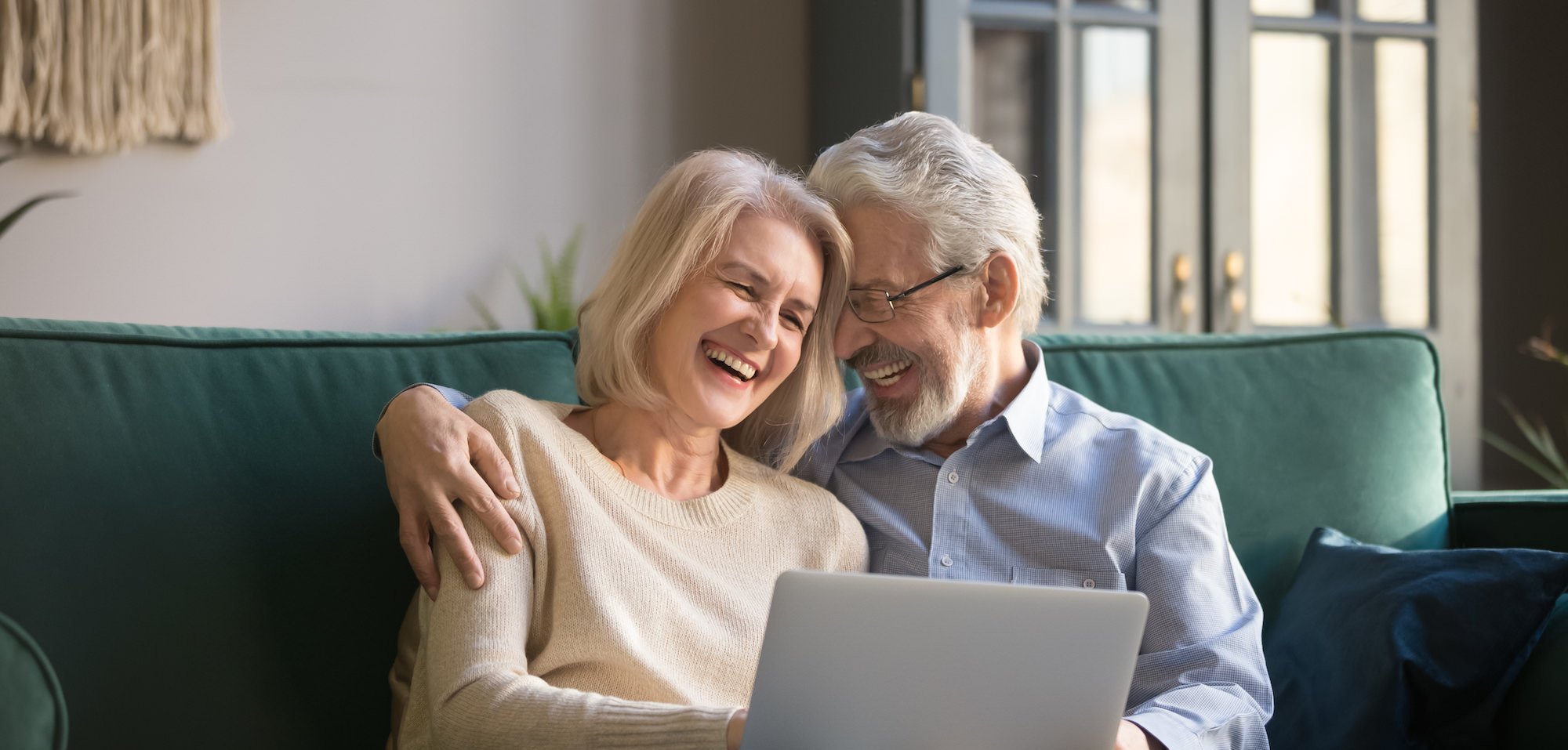happy couple in assisted living community
