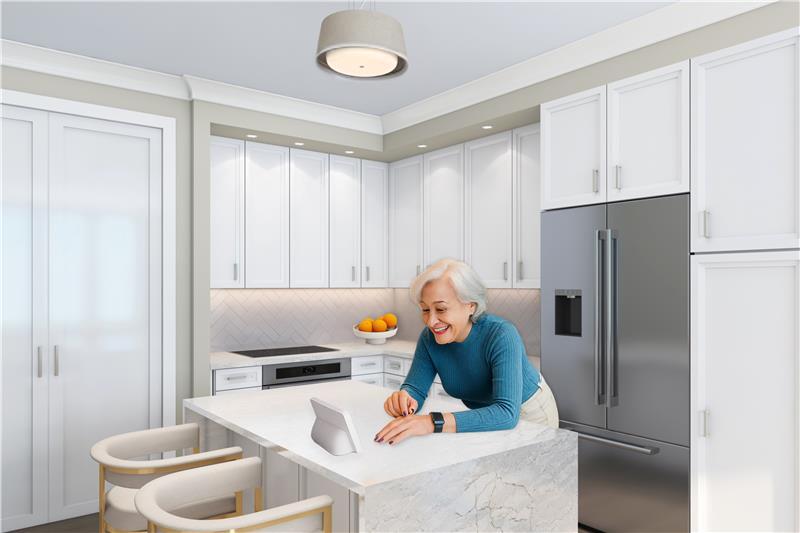 Woman in Kitchen with Smart Display V2